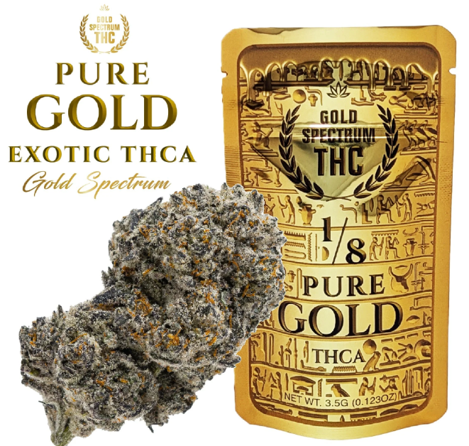GOLD SPECTRUM THC PURE GOLD THCA 3.5G FLOWER MYLARS-GOLD LINE