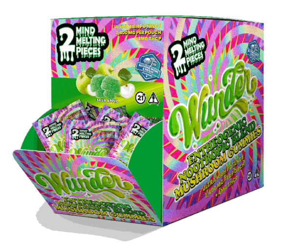 WUNDER ENTHEO + THCP SOUR APPLE 2400MG MUSHROOM GUMMIES 2PK 30CT