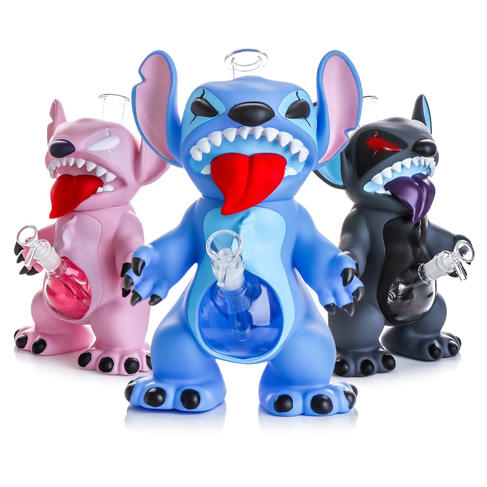 STITCH GLASS WATER PIPE ASSORTED COLORS 12"H CSP128